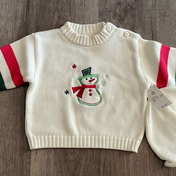 Vintage 2003 Celebrity Kids 6M Christmas Embroidered Snowman Sweater Hat NOS NWT - Picture 2 of 5